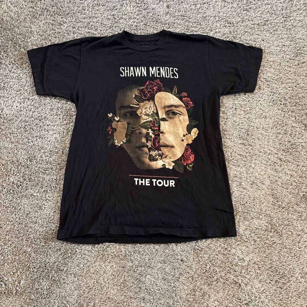 Shawn Mendes T-Shirt Men's Medium Black The Tour 2019 Graphic Print Short Sleeve